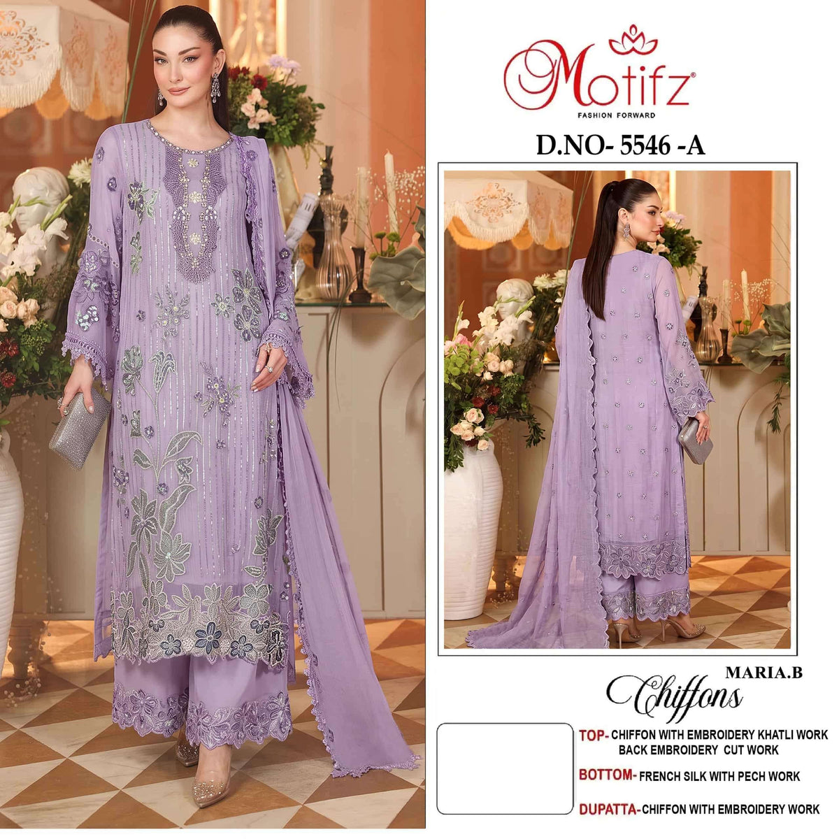 Motifz 5546 Chiffon Embroidered Festive Wear Pakistani Salwar Suit