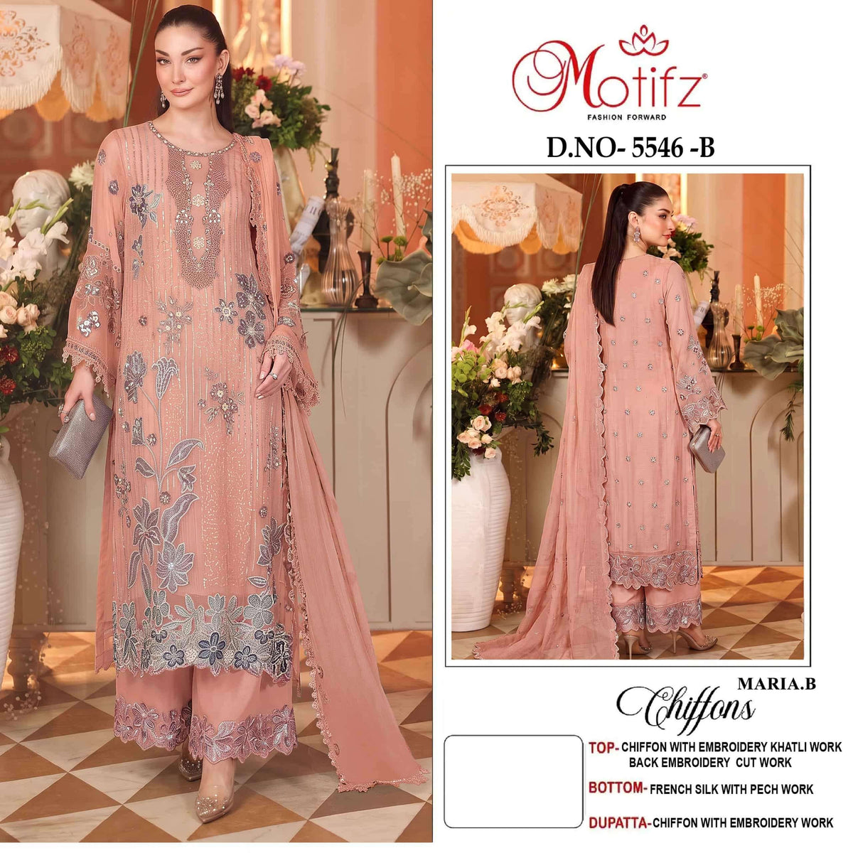 Motifz 5546 Chiffon Embroidered Festive Wear Pakistani Salwar Suit