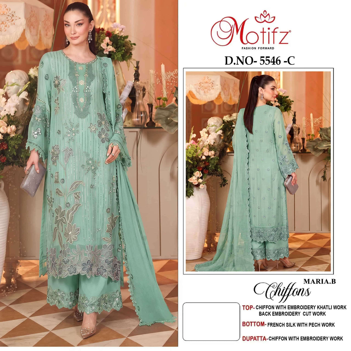 Motifz 5546 Chiffon Embroidered Festive Wear Pakistani Salwar Suit