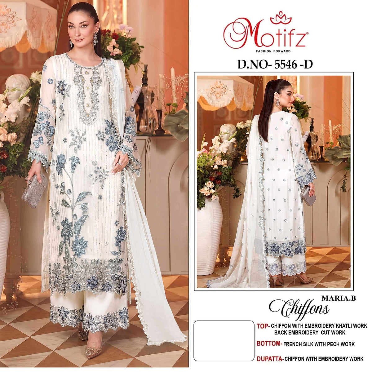 Motifz 5546 Chiffon Embroidered Festive Wear Pakistani Salwar Suit