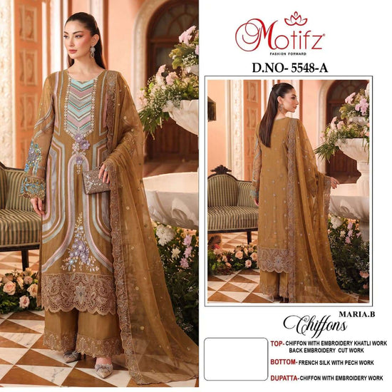 Motifz 5548 Chiffon Khatli Work Embroidered Pakistani Suit
