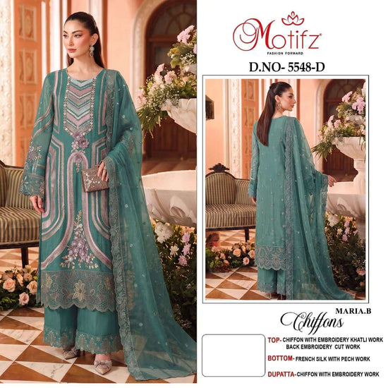 Motifz 5548 Chiffon Khatli Work Embroidered Pakistani Suit