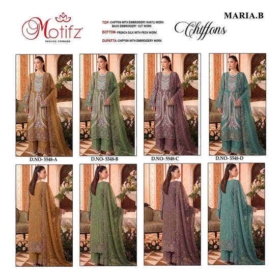 Motifz 5548 Chiffon Khatli Work Embroidered Pakistani Suit