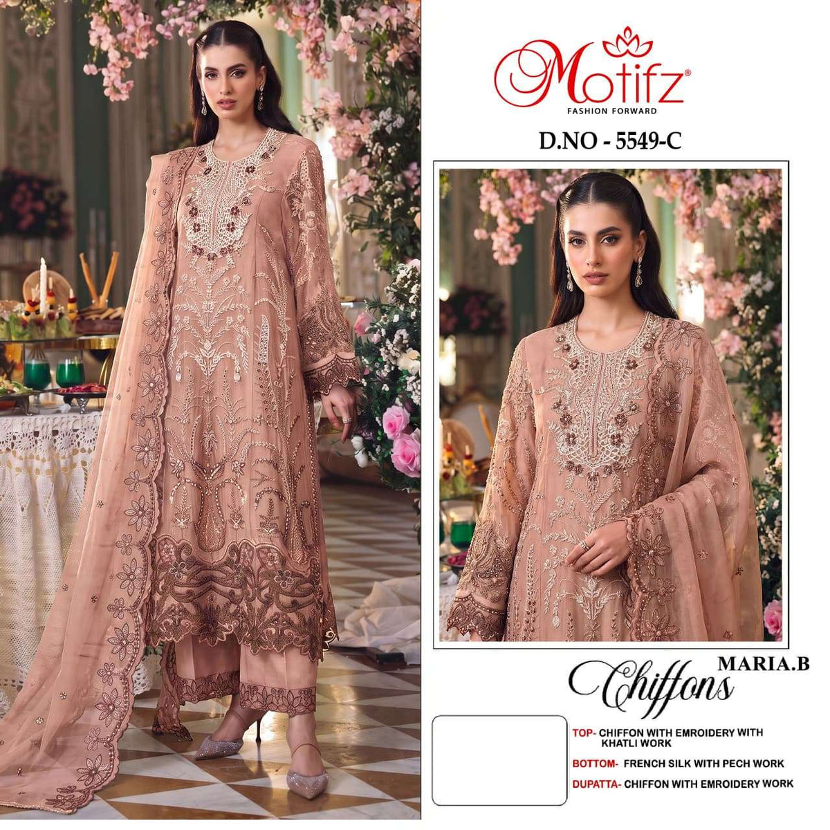 Motifz 5549 Chiffon Embroidered Pakistani Salwar Suit
