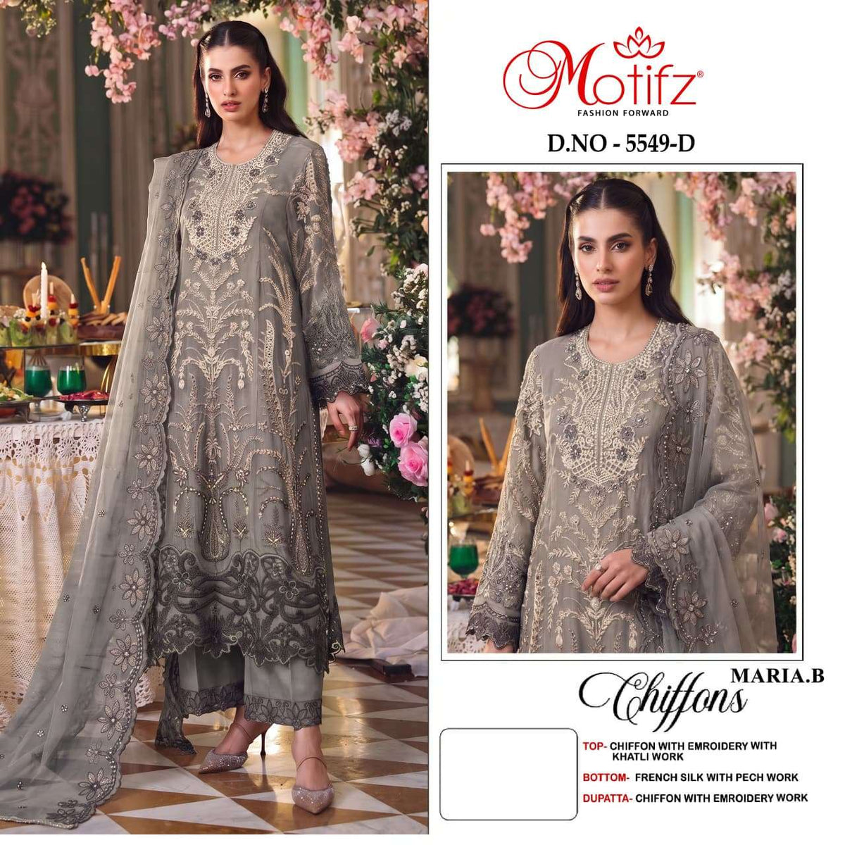 Motifz 5549 Chiffon Embroidered Pakistani Salwar Suit