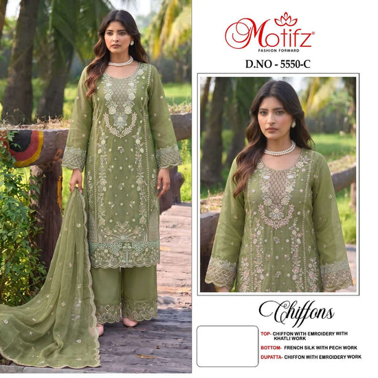 MOTIFZ 5550 Chiffon Embroidered Pakistani Salwar Suit