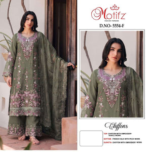 MOTIFZ 5554 Chiffon Embroidered Pakistani Suit
