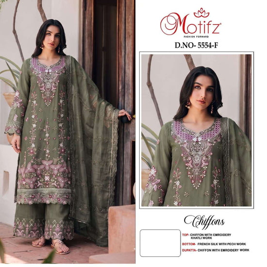 MOTIFZ 5554 Chiffon Embroidered Pakistani Suit