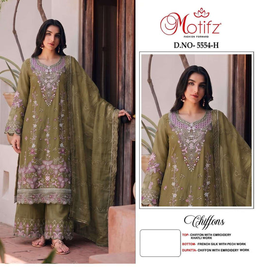 MOTIFZ 5554 Chiffon Embroidered Pakistani Suit
