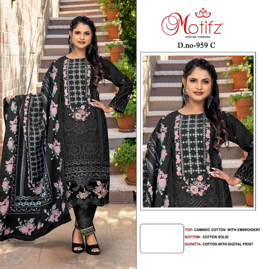 Motifz 959 A To D Series Cambric Cotton Pakistani Suit - Amrah Wholesale