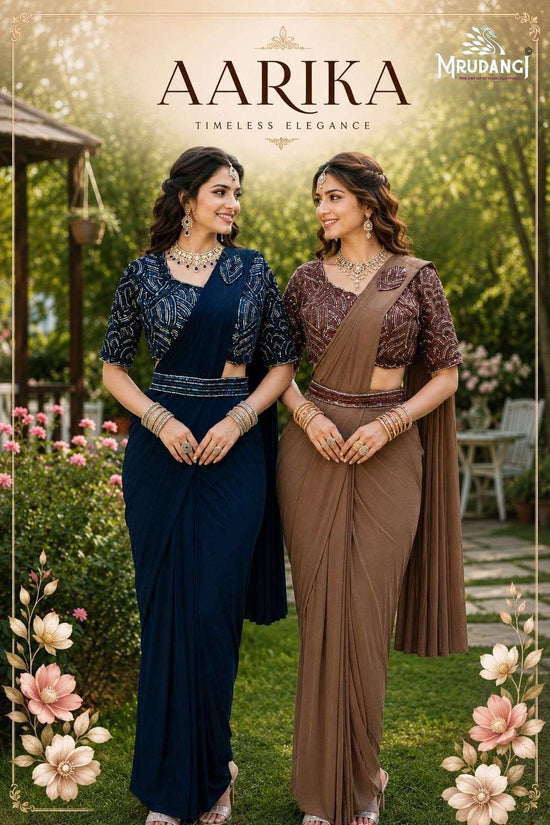 MRUDANGI AARIKA Premium Lycra Ready-to-Wear Stitched Saree