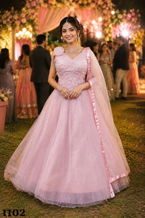 MRUDANGI Archi Premium Net Hand Work Gown