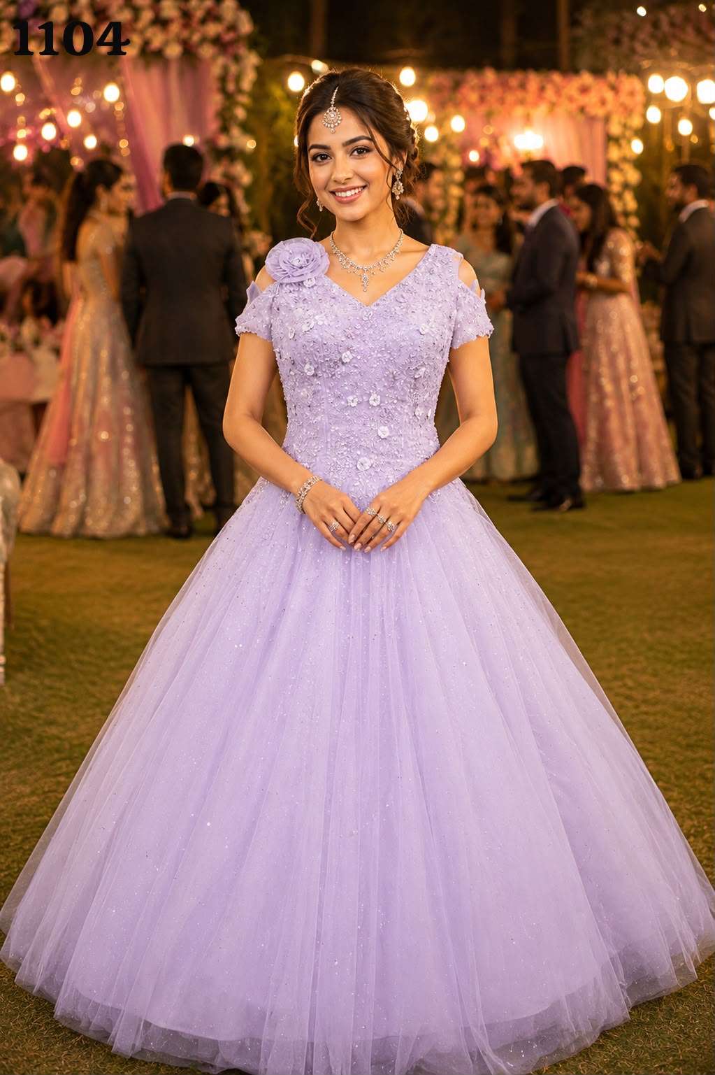 MRUDANGI Archi Premium Net Hand Work Gown