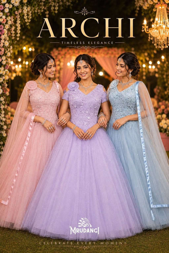 MRUDANGI Archi Premium Net Hand Work Gown