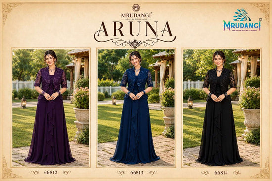 MRUDANGI ARUNA Premium Lycra Full Work Stitched Sarees