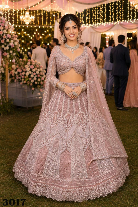 MRUDANGI Barkha Premium Net Embroidered Lehenga