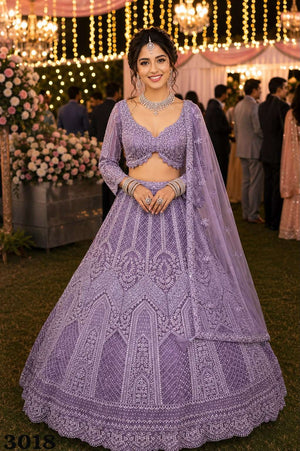 MRUDANGI Barkha Premium Net Embroidered Lehenga