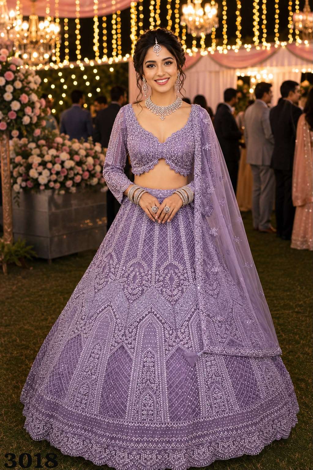 MRUDANGI Barkha Premium Net Embroidered Lehenga