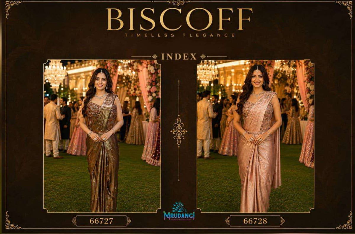 MRUDANGI BISCOFF Premium Sandwash Satin Saree - Amrah Wholesale