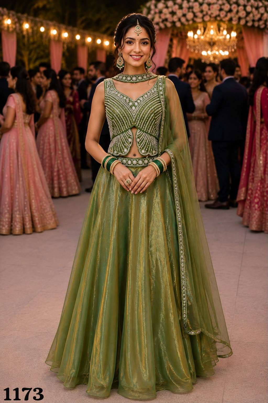 MRUDANGI BUSHRA Premium Fendy Silk Embroidered Ready-to-Wear Lehenga
