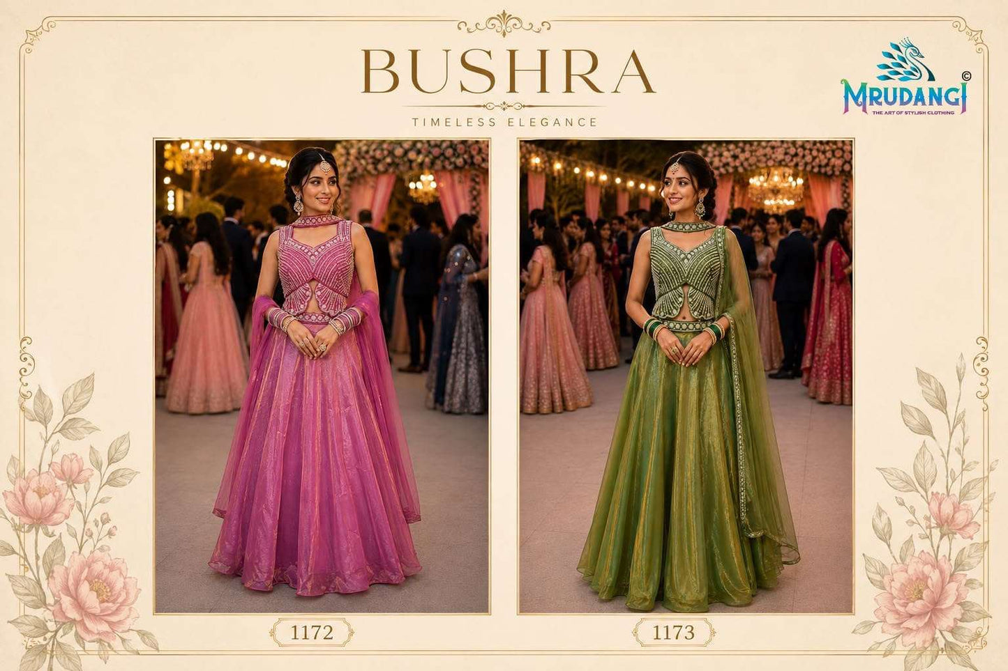 MRUDANGI BUSHRA Premium Fendy Silk Embroidered Ready-to-Wear Lehenga