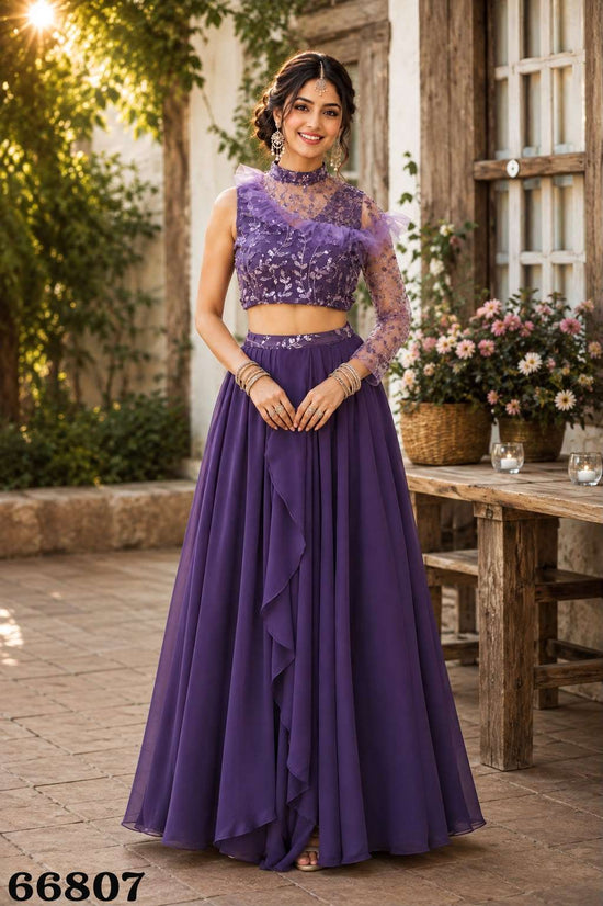 Mrudangi Chakori Premium Georgette Stitched Silk Lehenga