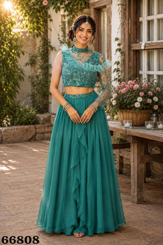 Mrudangi Chakori Premium Georgette Stitched Silk Lehenga