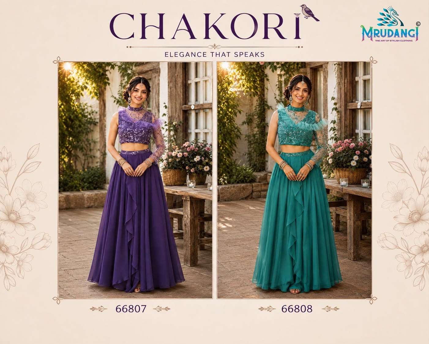 Mrudangi Chakori Premium Georgette Stitched Silk Lehenga