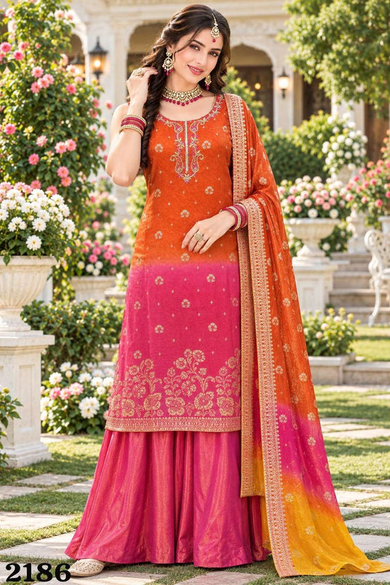MRUDANGI CHANDRIKA Viscose Tissue Embroidered Suit Set