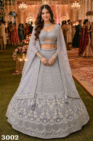 MRUDANGI DEVI Premium Net Embroidered Lehenga - Amrah Wholesale