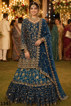 MRUDANGI ELANCE Premium Georgette Stone Work Stitched Lehenga - Amrah Wholesale