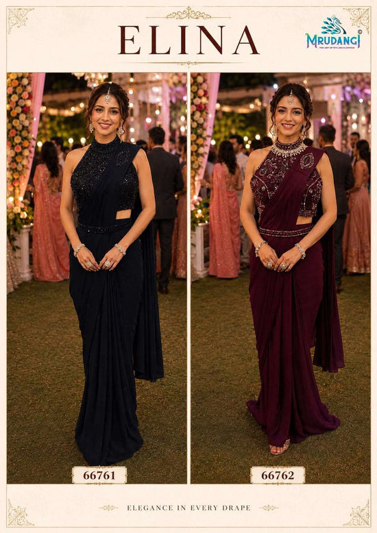 Mrudangi Elina Premium Lycra Ready-To-Wear Saree - Amrah Wholesale