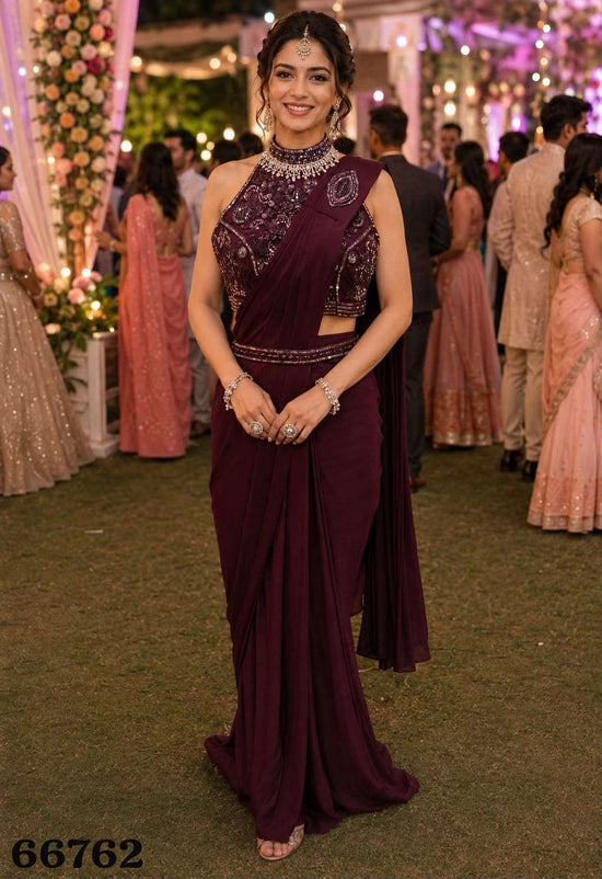 Mrudangi Elina Premium Lycra Ready-To-Wear Saree - Amrah Wholesale