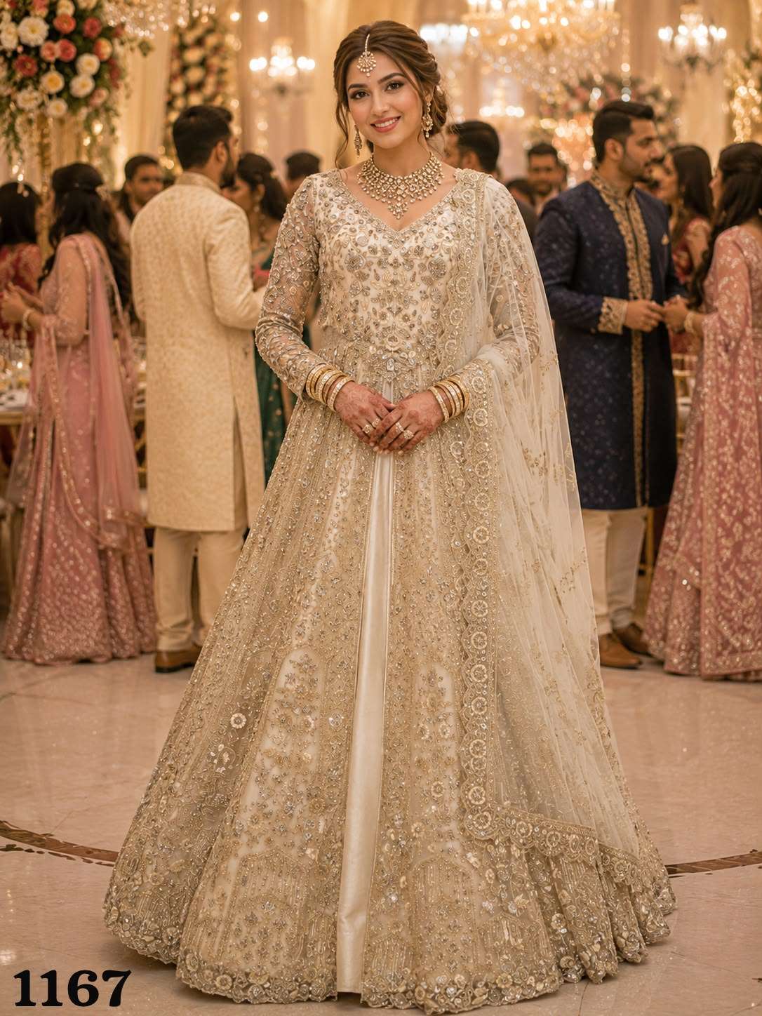 Mrudangi Eliza Vol-2 Premium Net Embroidered Stone Work Bridal Lehenga