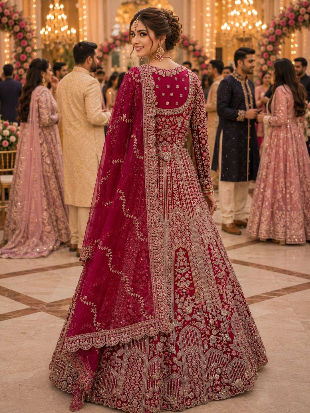 Mrudangi Eliza Vol-2 Premium Net Embroidered Stone Work Bridal Lehenga