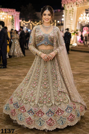MRUDANGI ELORA Premium Net Beads Embroidered Stitched Lehenga - Amrah Wholesale
