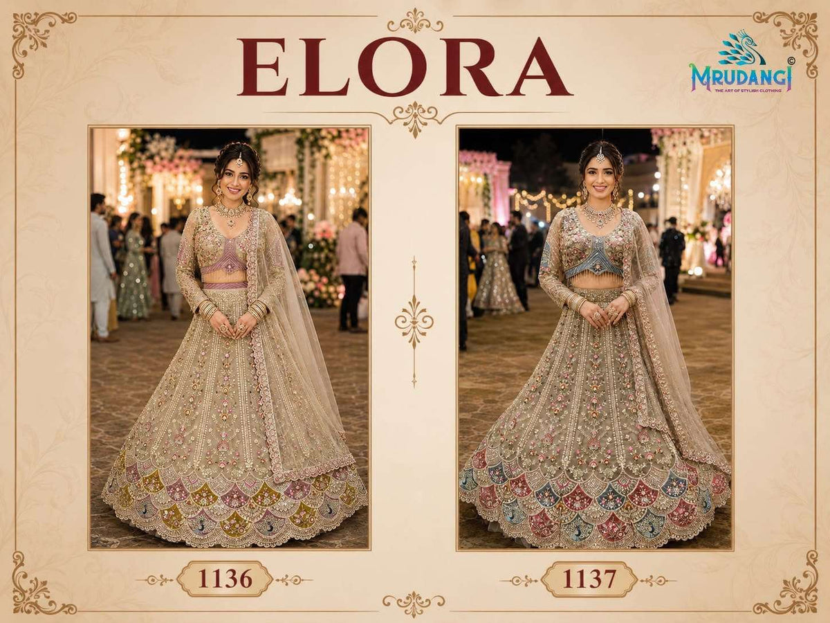 MRUDANGI ELORA Premium Net Beads Embroidered Stitched Lehenga - Amrah Wholesale
