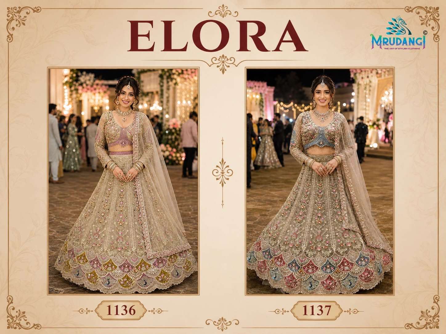MRUDANGI ELORA Premium Net Beads Embroidered Stitched Lehenga
