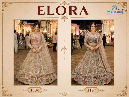 MRUDANGI ELORA Premium Net Beads Embroidered Stitched Lehenga