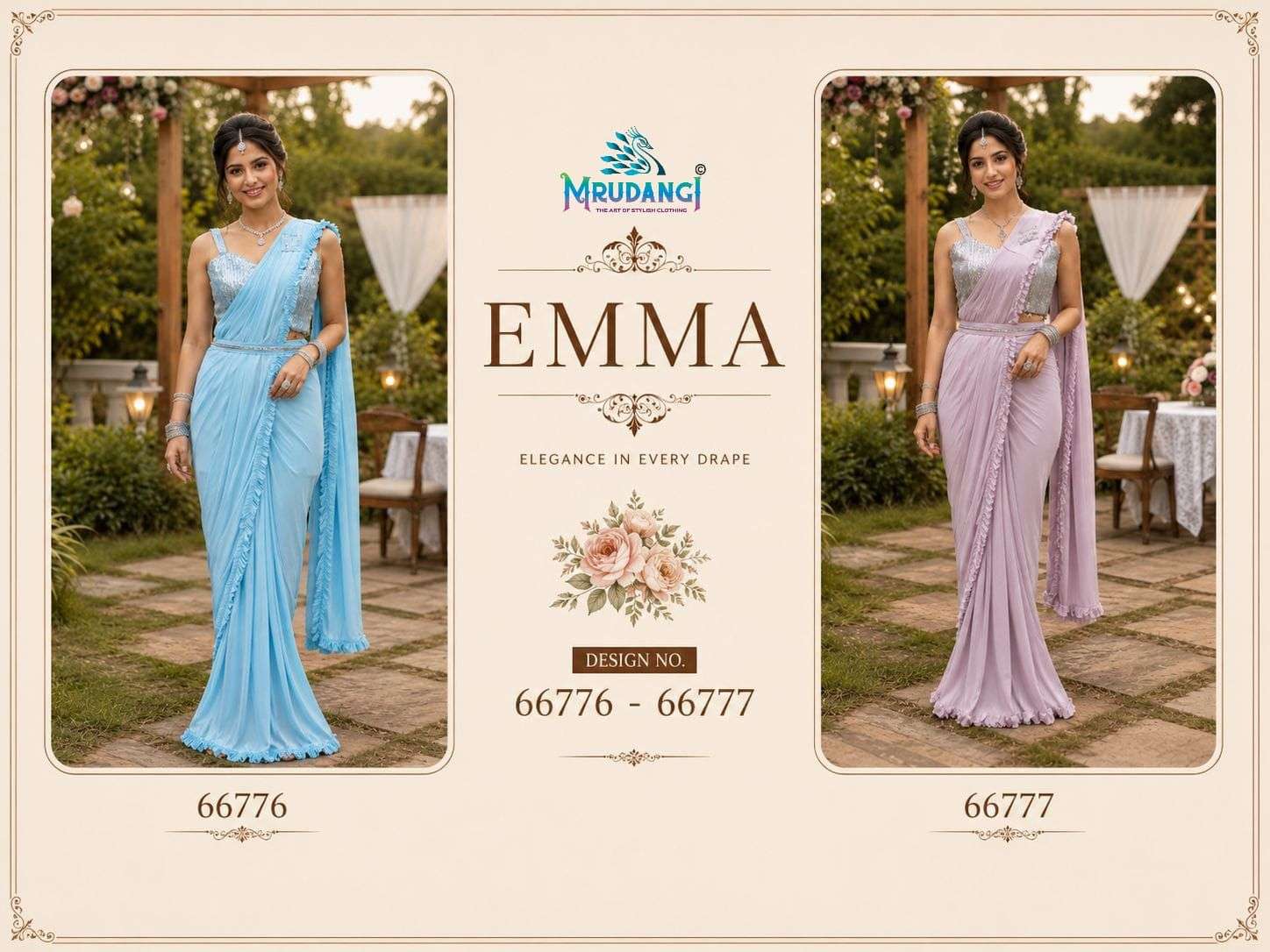 MRUDANGI EMMA Premium Lycra Ready-to-Wear Stitched Saree Wholesale Collection
