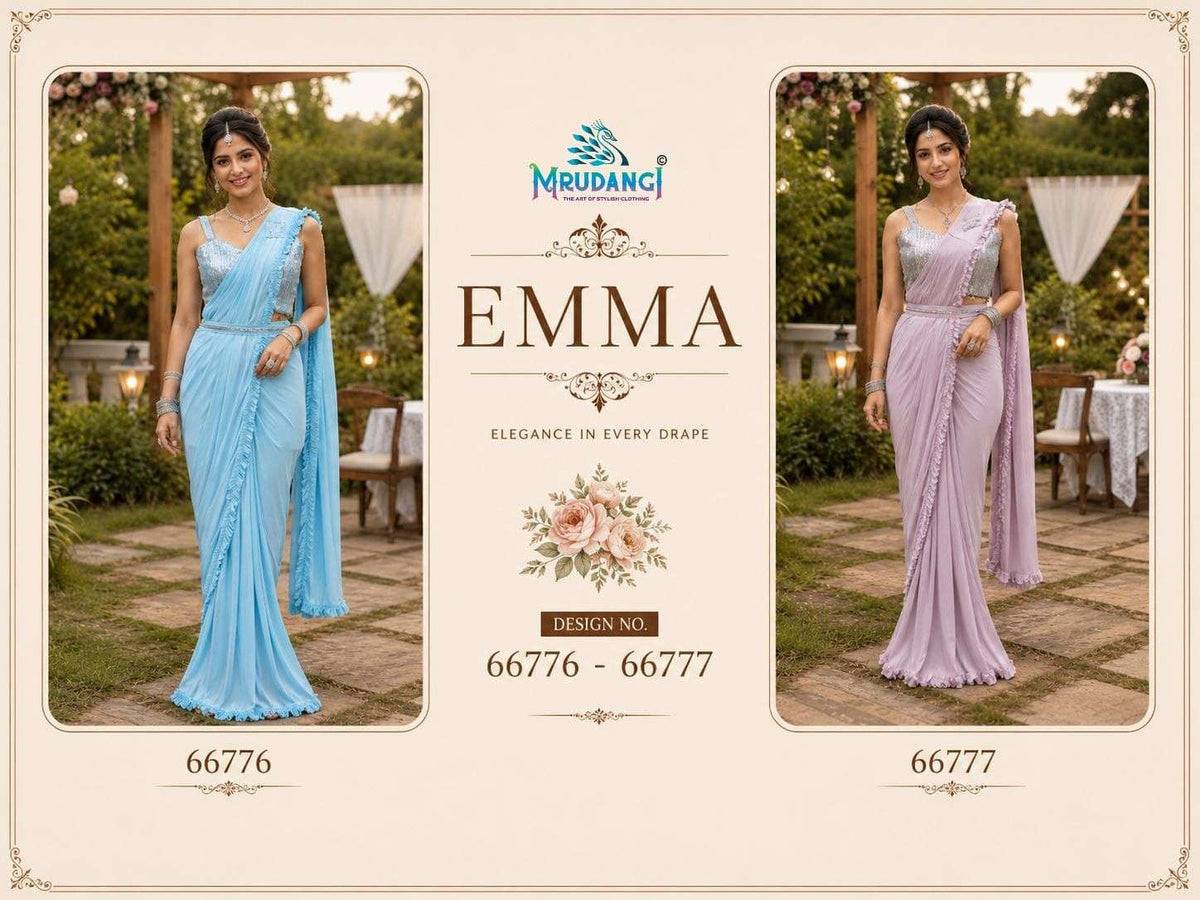 MRUDANGI EMMA Premium Lycra Ready-to-Wear Stitched Saree Wholesale Collection - Amrah Wholesale