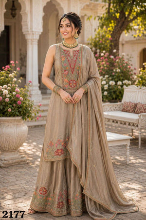 MRUDANGI GEETIKA Chinon Embroidered Salwar Suit Set