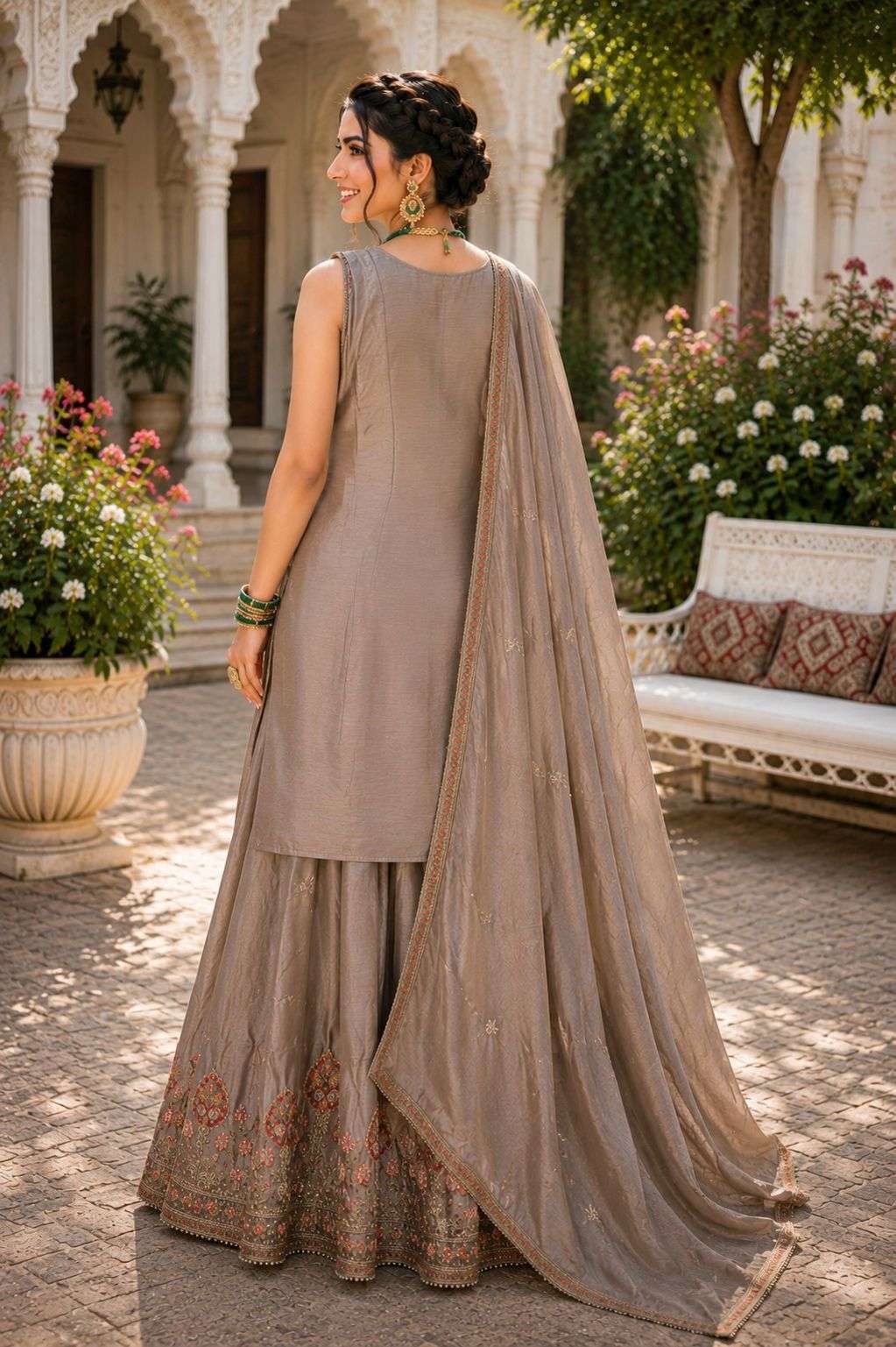 MRUDANGI GEETIKA Chinon Embroidered Salwar Suit Set