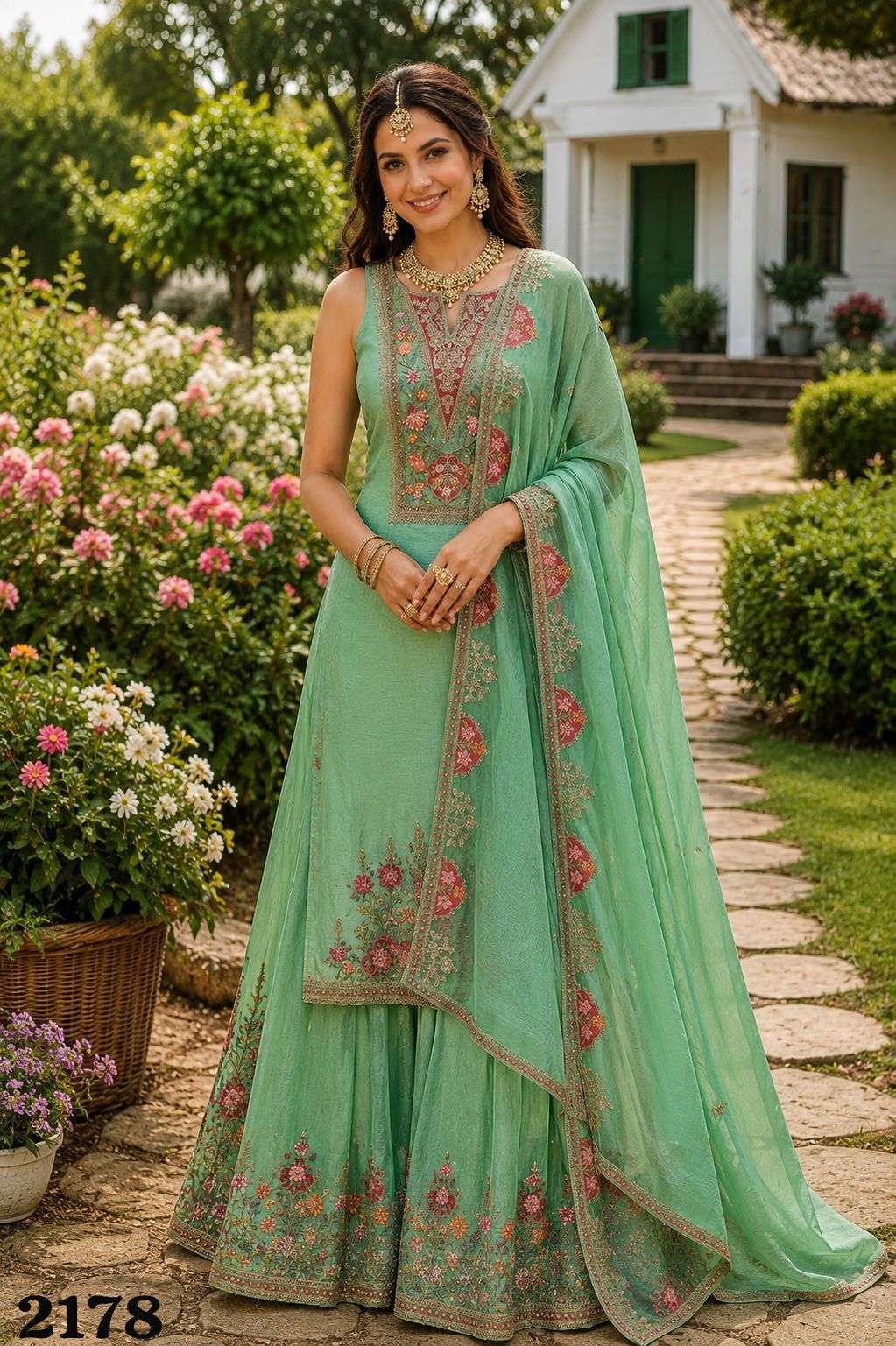 MRUDANGI GEETIKA Chinon Embroidered Salwar Suit Set