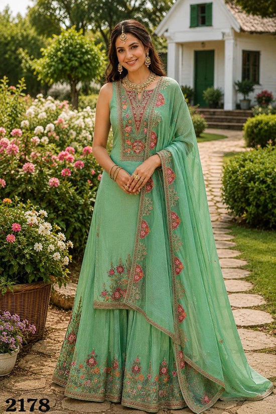 MRUDANGI GEETIKA Chinon Embroidered Salwar Suit Set