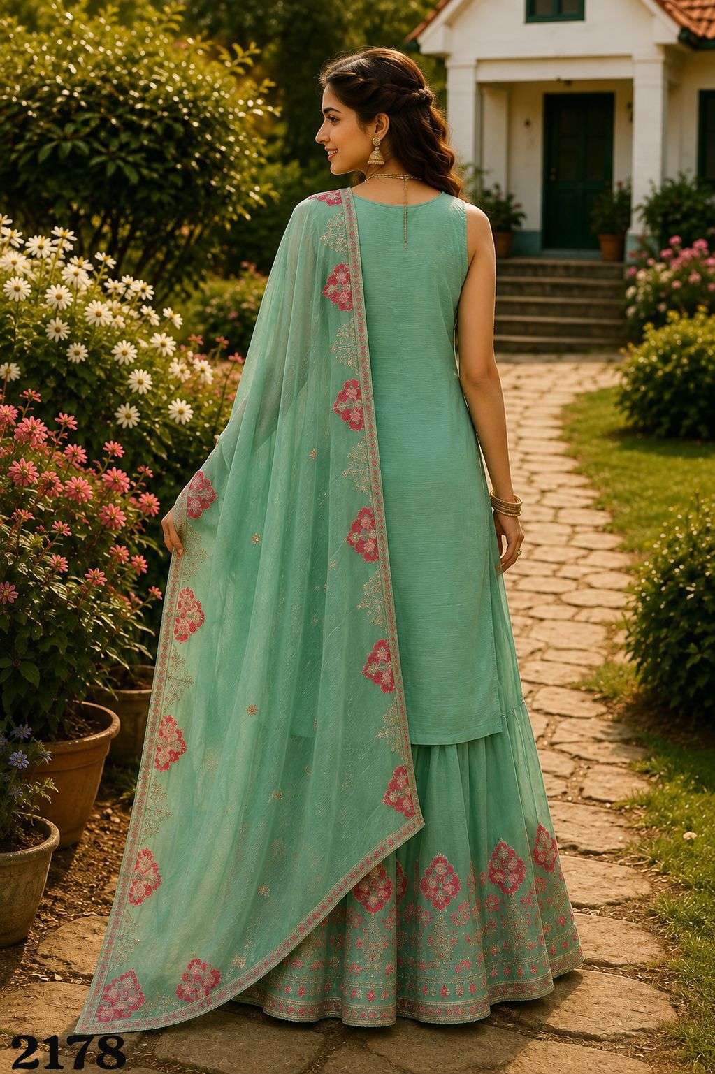 MRUDANGI GEETIKA Chinon Embroidered Salwar Suit Set