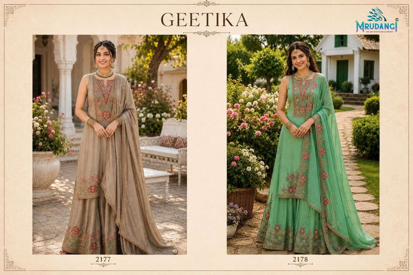 MRUDANGI GEETIKA Chinon Embroidered Salwar Suit Set