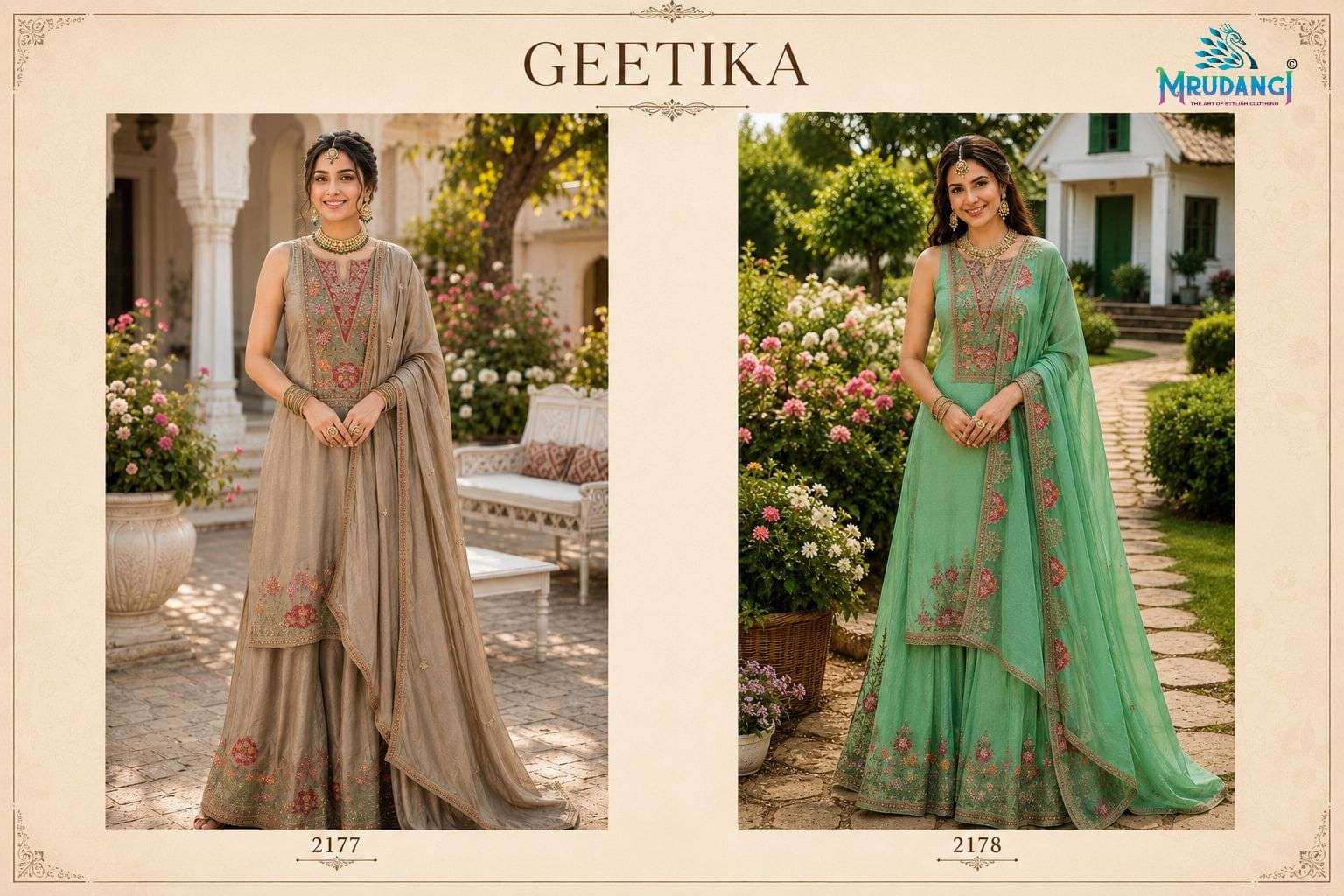 MRUDANGI GEETIKA Chinon Embroidered Salwar Suit Set