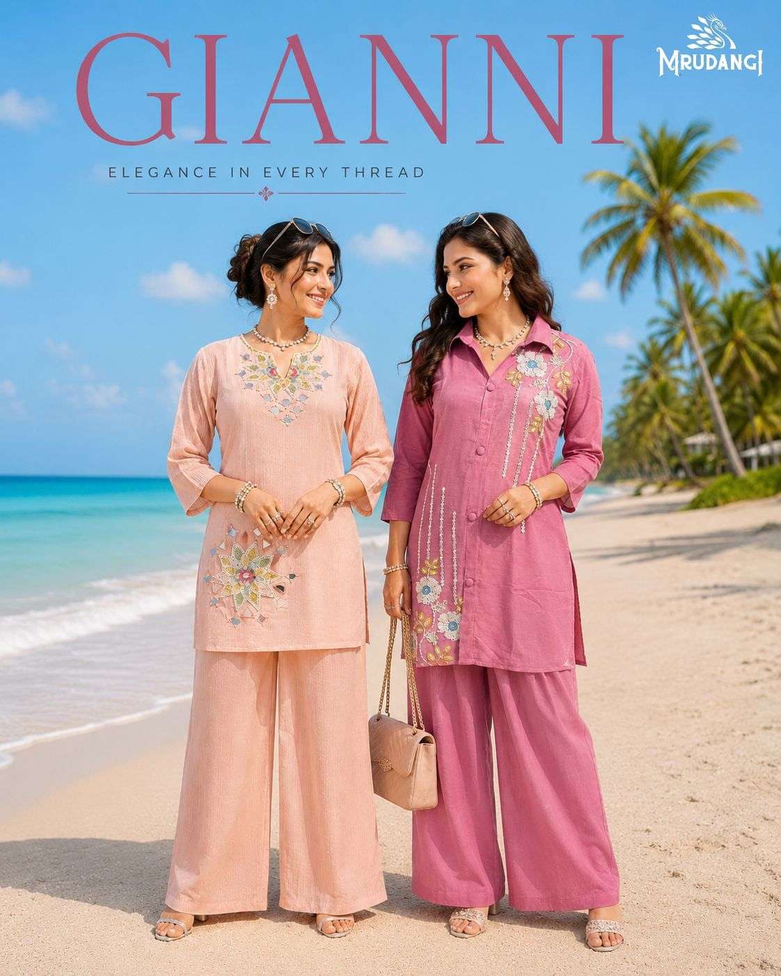 MRUDANGI GIANNI Lycra Cotton Embroidery Co-Ord Set - Amrah Wholesale
