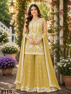 MRUDANGI GLORY Vol-2 Premium Chiffon Embroidered Sharara Suit Set Wholesale - Amrah Wholesale